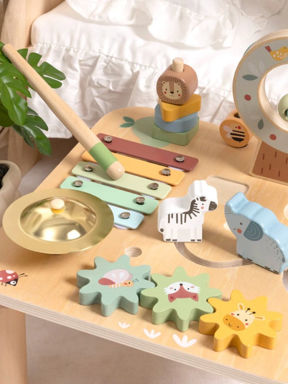 Montessori Wooden Activity Table Baby Learning Toy Busy Board New - Picture 12 of 16